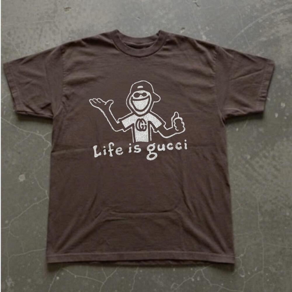 Brown Life Is Gucci Graphic Tee